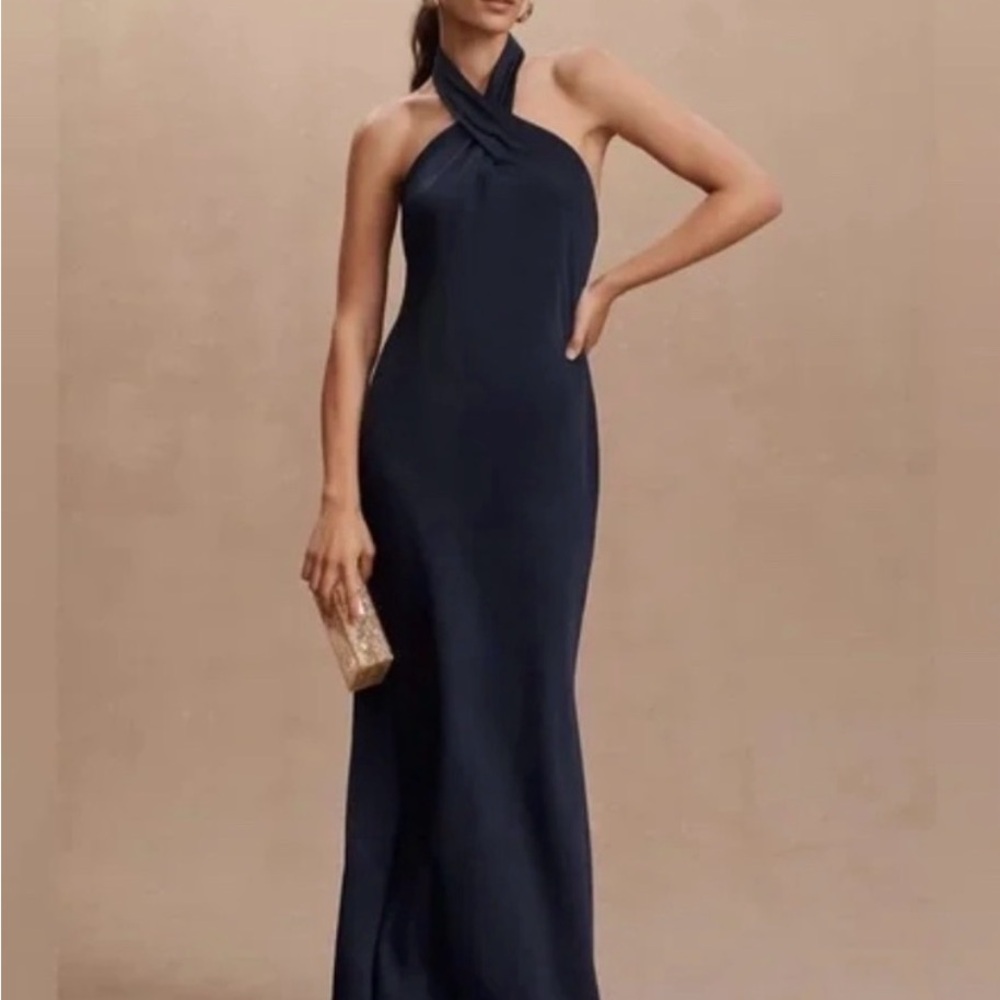 Anthropologie BHLDN Midnight Blue Halter Maxi Dress